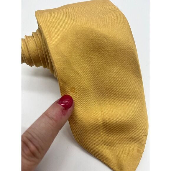 Hermes Men's Classic Silk Neck Tie Gold One Size - Picture 2 of 5